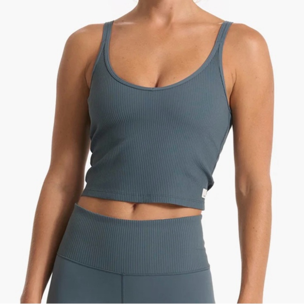 Vuori women’s ribbed crop tank, storm, small, NWT
